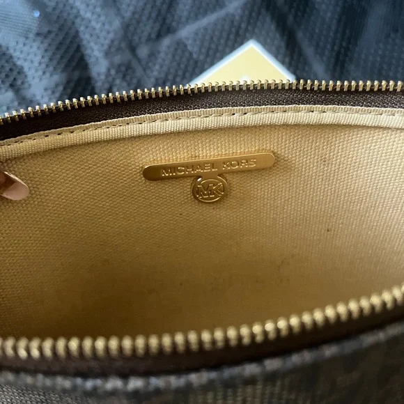 Michael Kors Brown Messenger Bag with Monogram Pattern